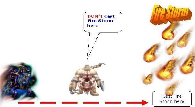 simply cast firestorm ahead of his route where he will