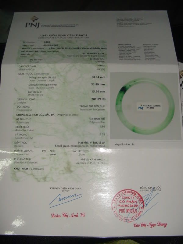 Vòng cẩm thạch thiên nhiên bán lẻ với giá sỉ, có giấy chứng nhận của SJC & PNJ - 9