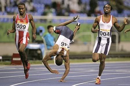 2. TRACK & FIELD - Getting the Gold medal in the Pan-American games 100m dash deserves a somersault.