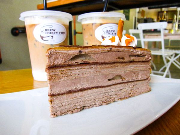 Coffees and Mille Crepe cake by Brew Thirty Two Coffee House, Jalan Green Hall