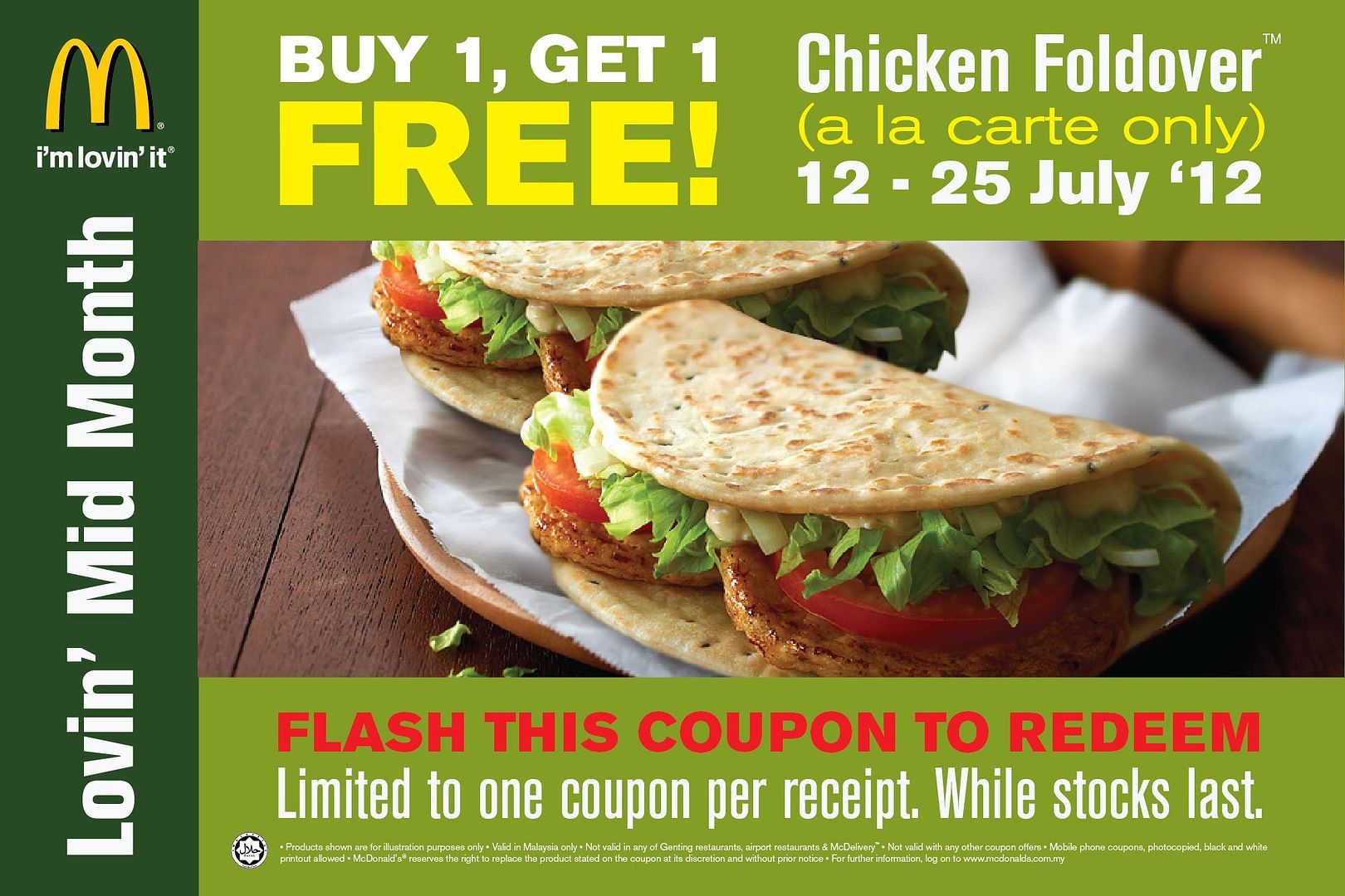 Buy 1 Free 1 McDonald's Chicken Foldover Voucher
