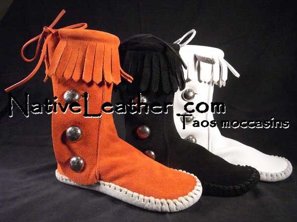 Leather Moccasins Booties with Concho Buttons by Taos Moccasins