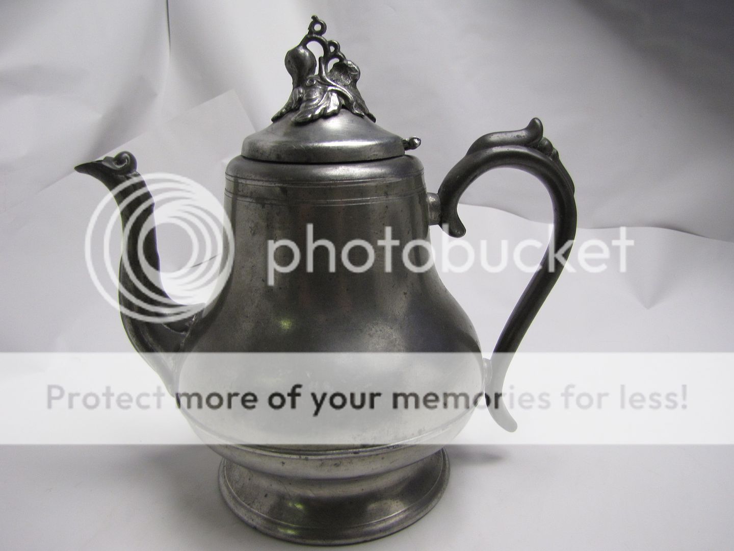 Antique/Vintage White Metal Hinge Top Tea Pot  