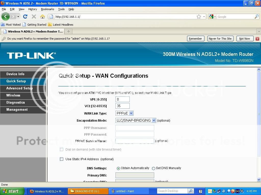 Change your VPI setting from 0 to 8. Then change your Wan Link Type 