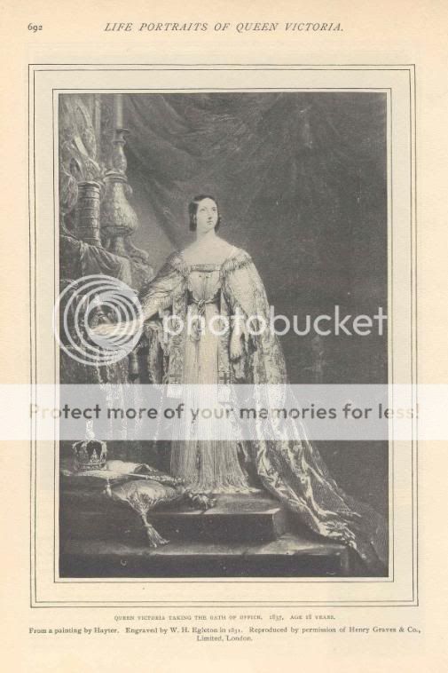 1897 Print Queen Victoria Taking Oath of Office in 1837  